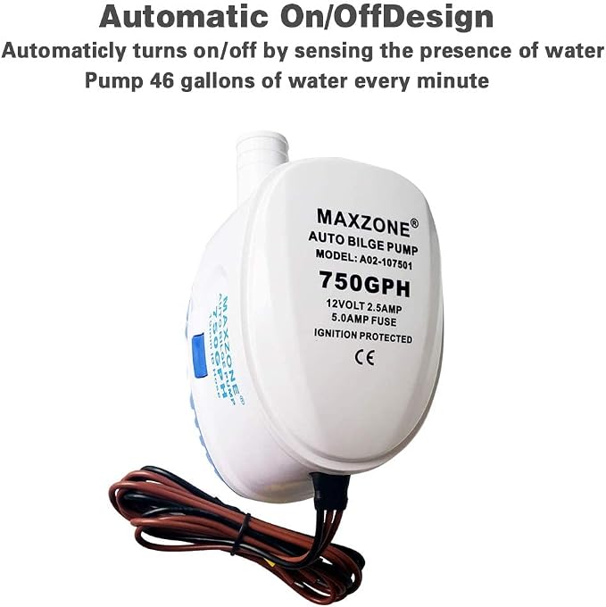 Automatic Submersible Boat Bilge Water Pump 12v 750gph Auto with Float Switch (750 GPH)