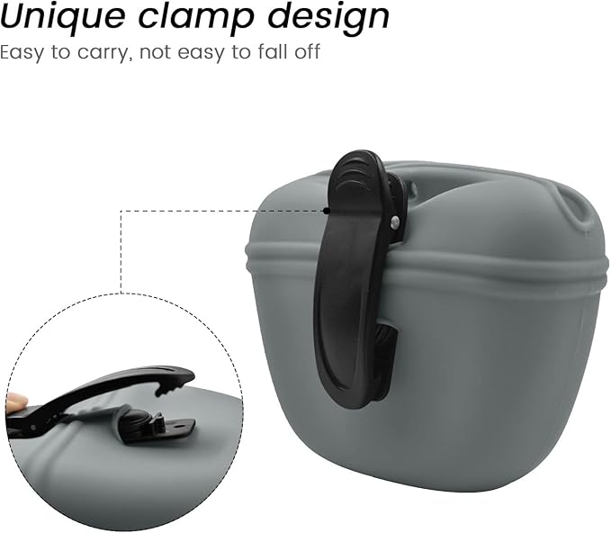 AUDWUD Silicone Dog Treat Pouch,with Dog Training Clicker,Clip on Portable Training Container,Convenient Magnetic Buckle Closing and Upgraded Waist Clip for Enhanced Stability