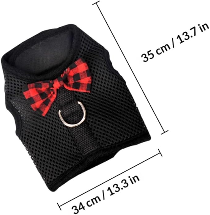 FRCOLOR Breathable Mesh Pet Harness Vest with Pulling Strap, Black Large (Chest 35-40cm) for Small Animals Including Rabbits, Guinea Pigs, and Squirrels