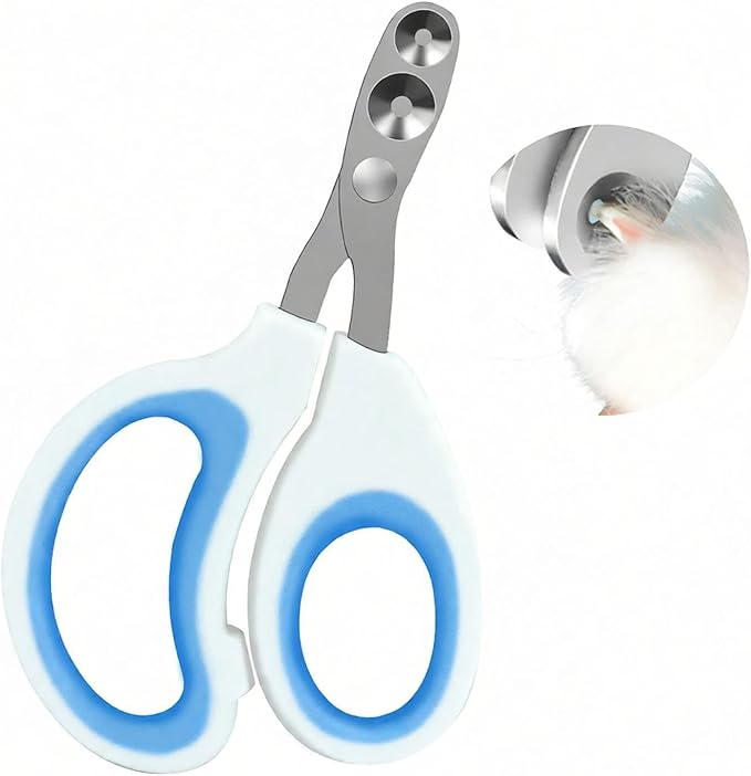 Cat Nail Clippers, Pet Nail Clippers, Cat Claw Trimmers, 2mm & 3mm Circular Cutting Holes for Small Animals Such as Birds, Bearded Dragon, Hamsters, Rabbits, Hedgehogs, Guinea Pigs (Blue)