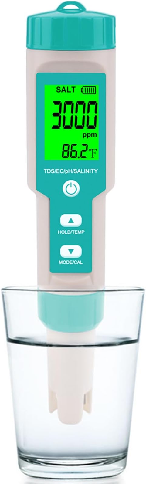 Pool Salt Tester - Multifunctional 5 in 1 Salinity, PH, TDS, EC, and Temperature Meter, Pool Salinity Testing Kit, Digital Salinity Tester for Swimming Pool,Saltwater, Sea Water, Aquarium