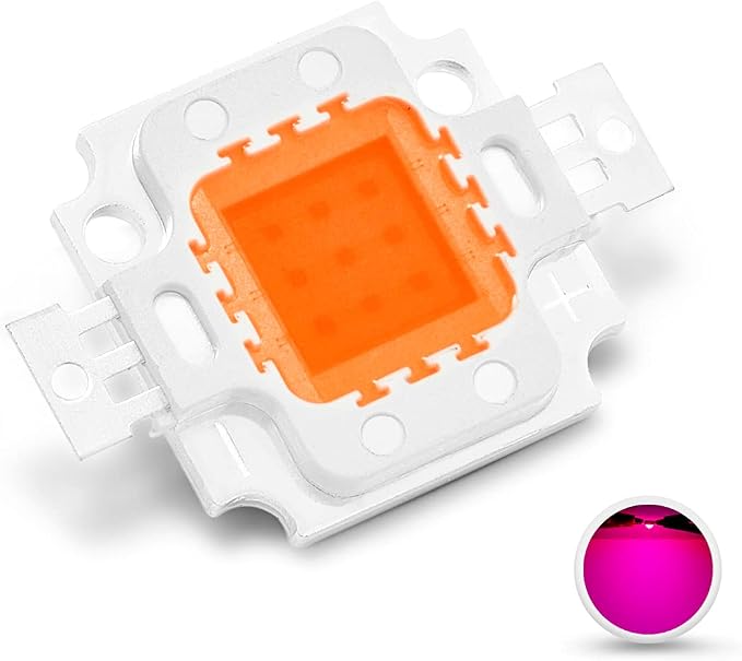 CHANZON High Power Led Chip 10W Full Spectrum Plant Grow Light | (380nm - 840nm / 900mA / DC 9V - 11V / 10 Watt) SMD COB Emitter Diode Components for DIY Hydroponic Flowers Growing