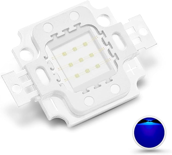 CHANZON High Power Led Chip 10W Royal Blue Plant Grow Light 440nm - 450nm | (900mA / DC 9V - 11V / 10 Watt) SMD COB Emitter Diode Components Bead for DIY Hydroponic Aquarium Growing Lamps