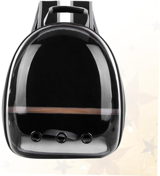 Yardwe Portable Parrot Backpack Carrier Breathable Pet Travel Bag with Transparent Window and Wooden Stand Bar for Outdoor Use Black for Birds and Pets
