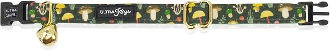 Ultra Joys Cat Collar with Bells - Breakaway Cat Collar Kitten & Adult - Bandana Mushroom Large