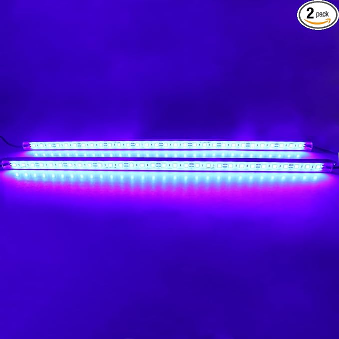 2 pc 20" 440nm Blue Waterproof Aquarium LED Aluminum Lighting 12VDC | SMD 5050 IP67 LED Rigid Bar Grow Plant Light Strips Boat Rigid LED Lights Marine LED Lights Bar (No Adapter and Dimmer)
