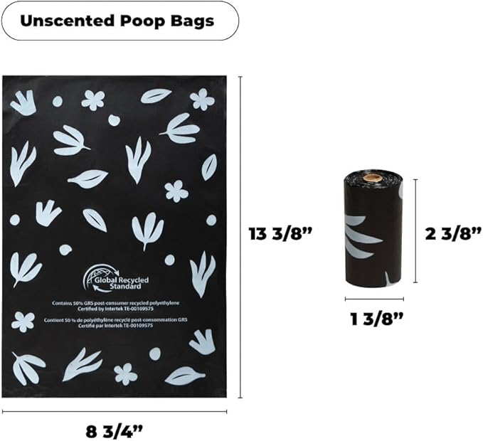 Best Pet Supplies Dog Poop Bags for Waste Refuse Cleanup, Doggy Roll Replacements for Outdoor Puppy Walking and Travel, Leak Proof and Tear Resistant, Thick Plastic - Black (Unscented), 150 Bags
