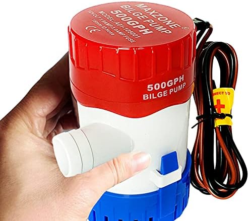 Submersible Boat Bilge Water Pump 12v Non-Automatic Marine Electric Bilge Pump for Ponds, Pools, Spas Silent, Boat Caravan RV Submersible (500 GPH)