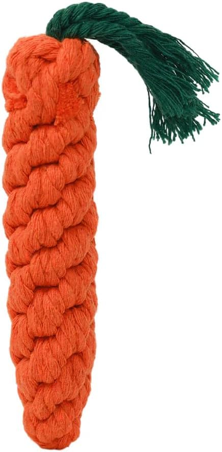 Large Carrot Dog Toy 6.7 Inch Handmade Eco Cotton Rope Dog Toy Carrot Chew Toy for Dogs - Made with Natural, Non-Toxic Dyes - Carrot Toy is Great for Puppy Teething Toys and Cats (Orange)