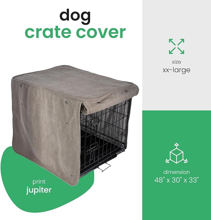 Molly Mutt Jupiter Dog Crate Cover, GOTS-Certified 100% Organic Cotton Canvas Cover for Dog or Puppy Kennel and Cage, Washable, Free of Harmful Chemicals, XX-Large, Fits 48"x30"x33" Crate