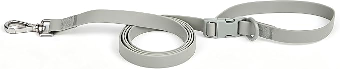 Ovale Waterproof PVC Dog Collar&Leash Set,Leash with Buckle.(M, Grey) | Durable PVC Material Easy to Clean, Multi Ways to Wear Hand/Waist/Shoulder