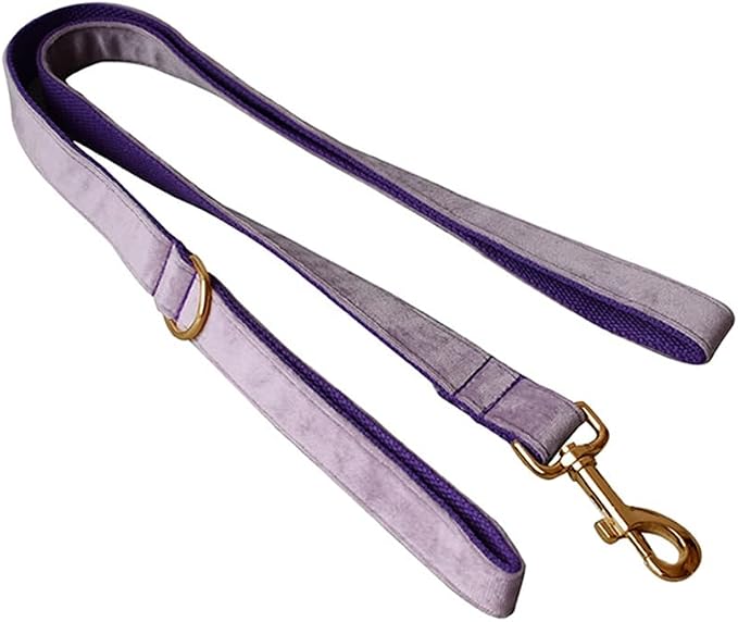 Love Dream Velvet Dog Collar and Leash Set, Soft & Comfy Adjustable Dog Leash and Collar with Heavy Duty Metal Buckle for Small Medium Large Dogs Training & Walking (Medium, Purple)