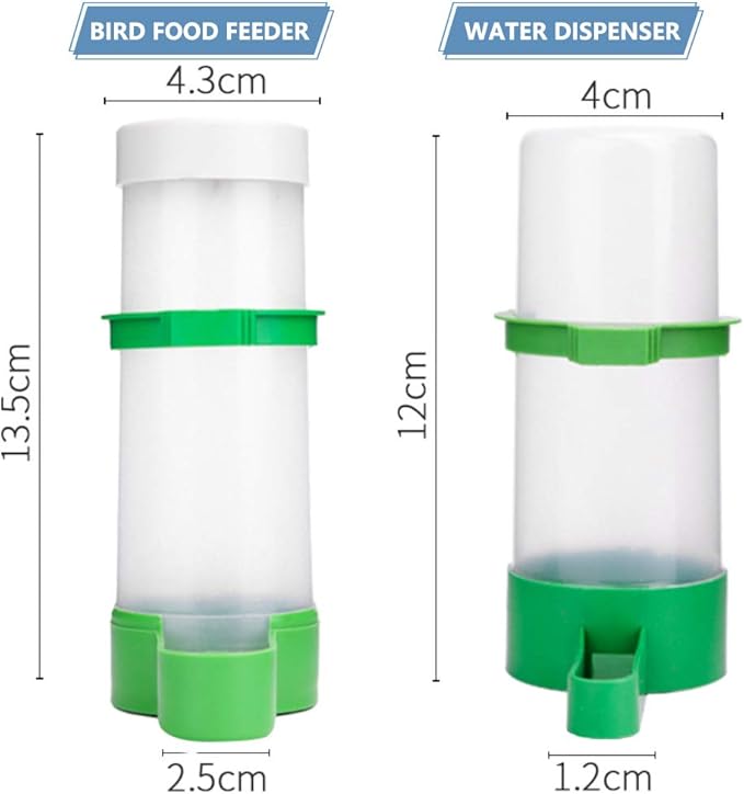Bird Feeder, Bird Water Dispenser for Cage, XISTEST 2PCS Automatic Bird Water Feeder with 1PCS Food Feeder for Cage Pet Parrot Budgie Lovebirds Cockatiel (2pcs 140ml + 1pcs 150ml)