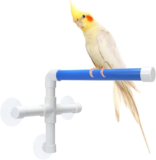 Litewoo Bird Shower Perch with Suction Cup Parrot Window Wall Stand Bath Toys (1 Sticks)