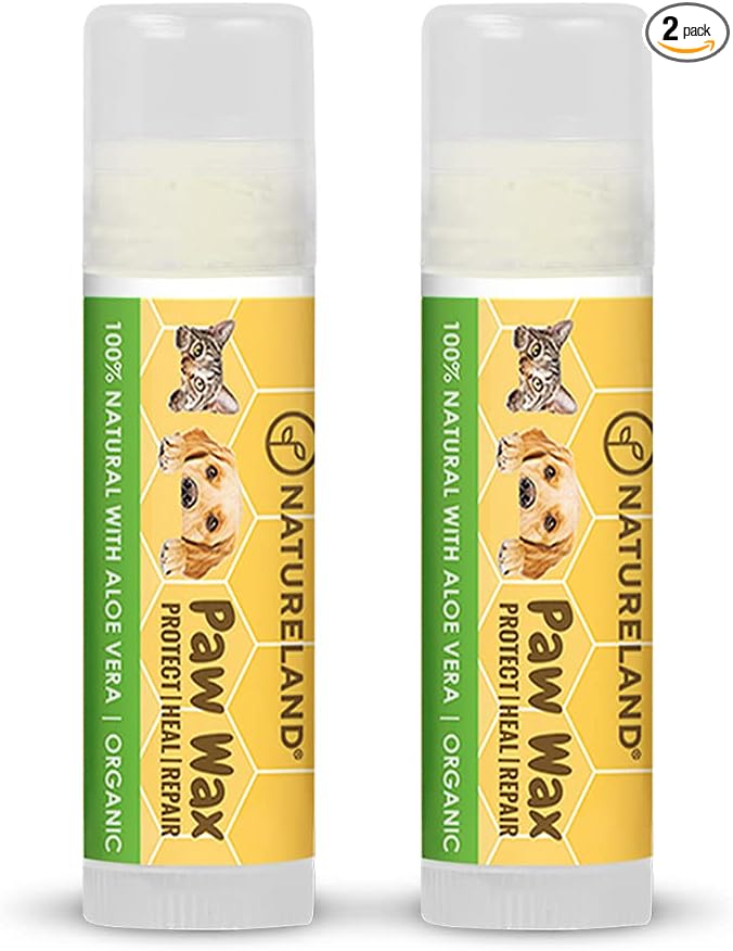 [8 OZ/0.18 OZ/0.36 OZ] Natureland Organic Paw Wax for Dogs and Cats, Natural Outdoor Protection to Heal, Repair, and Protect Dry, Chapped, or Rough Pads, Helps Protects Paws on Snow, Sand, or Dirt