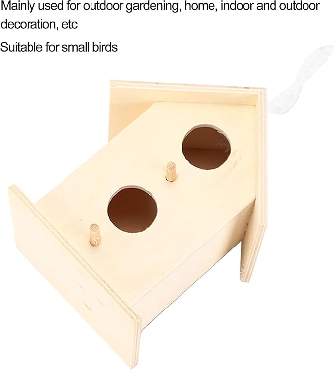 2PCS Bird Houses for Outside, Wooden Birdhouse Hanging Birdhouse Bird Nest Box Unfinished Bird Houses Hanging Wooden Birdhouse Wooden Bird Houses to Paint with Two Holes for Small Bird (#a)