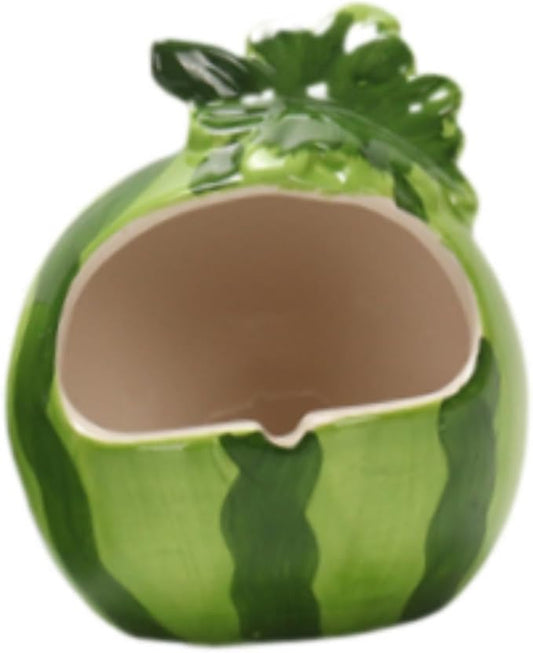 Ceramic Hamster House,Hut Cage,Hamster Cage Accessories,Cave,Cute Hamster Hideout Small Animal Hideout for Dwarf Hamste, Watermelon
