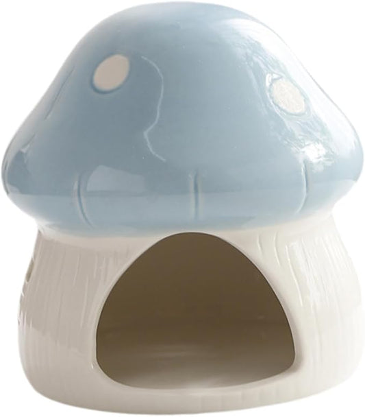 Ceramic Hamster House Guinea Pig Hideout Outdoor Creative Sturdy Habitat Hideaway House for Rats Chipmunk Squirrels, Blue