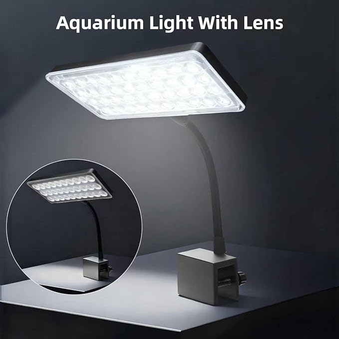 Vimvins Full Spectrum 15W Fish Tank Light Enhanced Edition LED Aquarium Light with Lens, 3 Adjustable Modes (Suitable for 10-20 Inch Tanks)