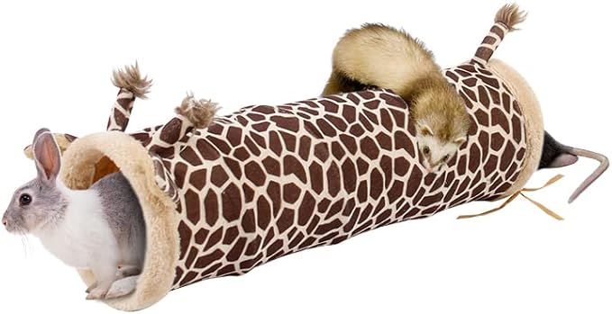 Bunny Guinea Pig Hideout Collapsible, Rat Ferret Tube Hideway, Small Animal Tunnel Toy Cage Accessories for Hedgehog Chinchillas Rabbit