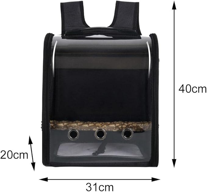 Bird Bag Backpack Cage Pet Parrot Visible Window Approved Shoulder Strap Large Space Portable Carry Bag for Conures Hiking Black