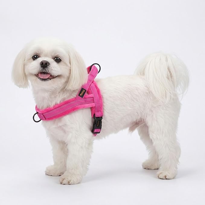 Didog Soft Flannel Padded Dog Vest Harness, No Pull/Quick Fit Reflective Dog Strap Harness, Easy for Training Walking (XXS:Chest 12-15", Hot Pink)