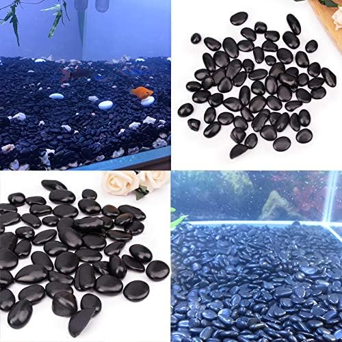 CFKJ 18 Pounds Black Pebbles Aquarium Gravel River Rock, Natural Polished Decorative Gravel,Garden Ornamental Pebbles Rocks,Black Decorative Stones,Black Pebbles, Decor Gravel for Landscaping (Black)