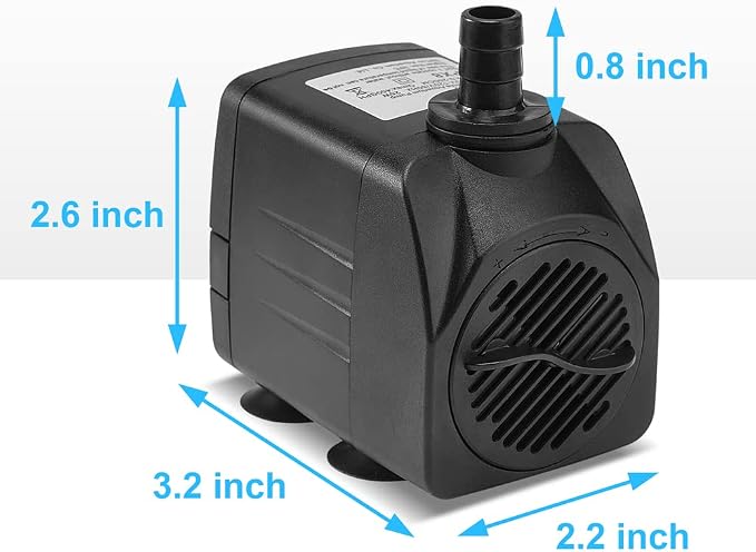 DaToo 400GPH 25W Submersible Water Pump Fountain Pump Ultra Quiet For Aquariums Fish Tank Pond Fountain Statuary Water Feature Hydroponics