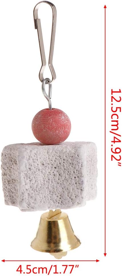 Bird Beak Grinding Mineral Block with Bells – Small Pet Chewing Stone for Health, Suitable for Rabbits, Hamsters and Birds