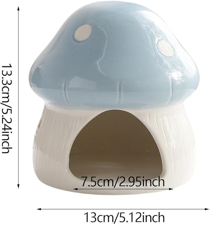 Ceramic Hamster House Guinea Pig Hideout Outdoor Creative Sturdy Habitat Hideaway House for Rats Chipmunk Squirrels, Blue