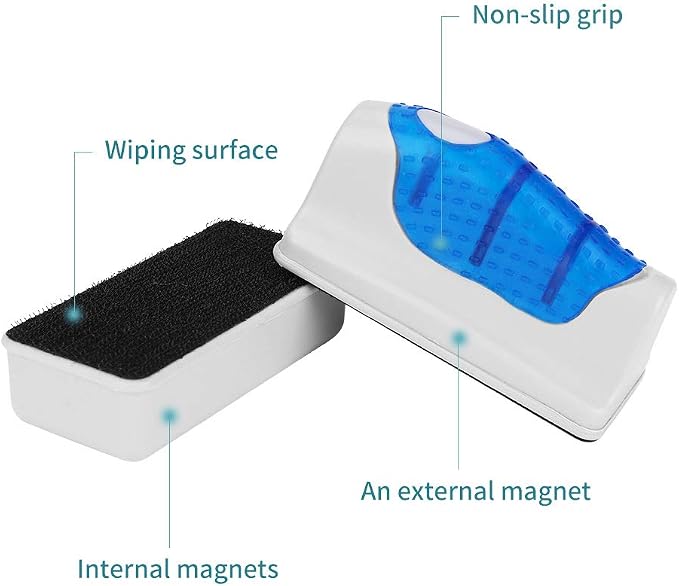 Aquarium Glass Cleaner, Magnet Fish Tank Glass Algae Cleaner Scrubber Clean Brush (L)