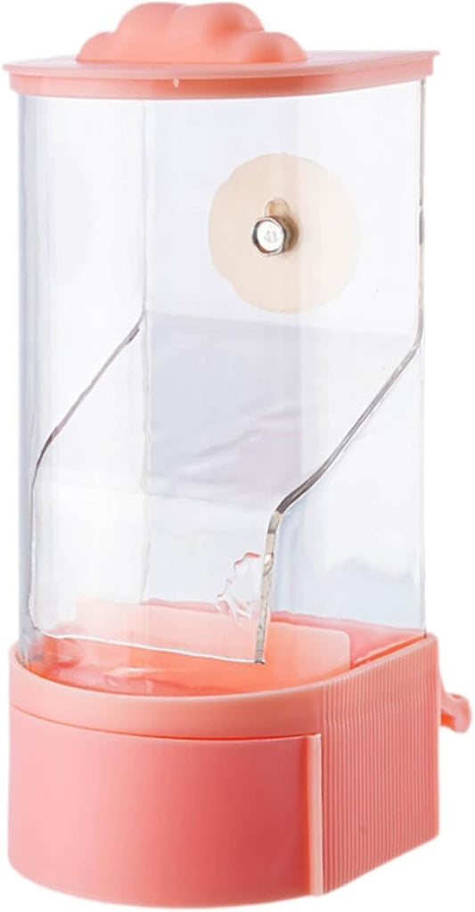 No Mess Bird Feeder Hanging Feeding Station Anti Splashing Parrot Foraging Feeder Food Container for Cockatiel Budgies Canary Pink(Pink)