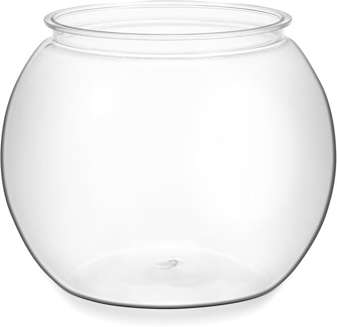 IMIKEYA 1 Gallon Plastic Fish Bowl - Small Round Clear Fish Tank for Home Office Desktop Aquarium