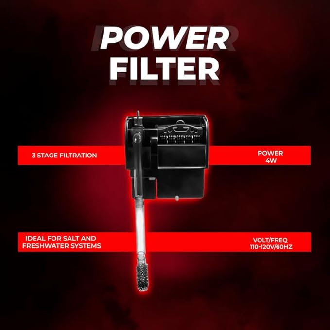 Aquatop Forza 120 GPH Power Filter for Aquariums – Fits upto 25 Gal Freshwater & Saltwater – Advanced Filtration Design – Crystal Clear Water – PFE-4