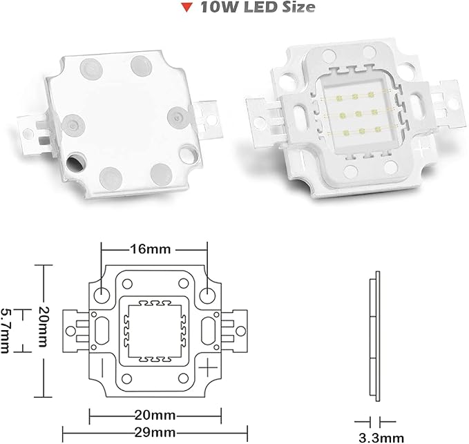 CHANZON High Power Led Chip 10W Royal Blue Plant Grow Light 440nm - 450nm | (900mA / DC 9V - 11V / 10 Watt) SMD COB Emitter Diode Components Bead for DIY Hydroponic Aquarium Growing Lamps
