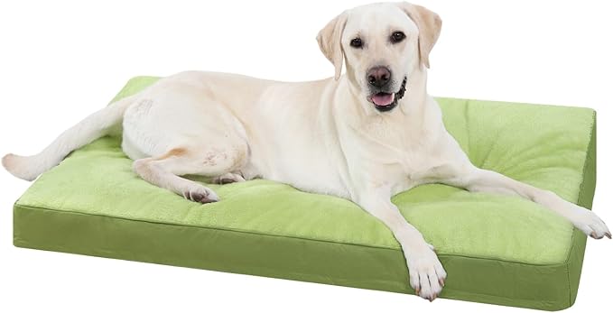 Dog Crate Bed Waterproof Deluxe Plush Dog Beds with Removable Washable Cover Anti-Slip Bottom Pet Sleeping Mattress for Large, Medium, Jumbo, Small Dogs, 41 x 27 inch, Green