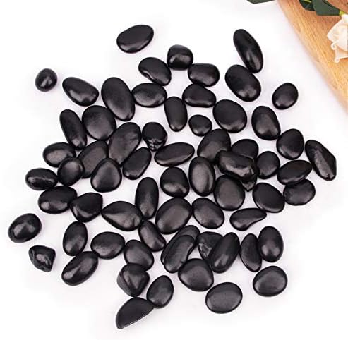 CFKJ 18 Pounds Black Pebbles Aquarium Gravel River Rock, Natural Polished Decorative Gravel,Garden Ornamental Pebbles Rocks,Black Decorative Stones,Black Pebbles, Decor Gravel for Landscaping (Black)