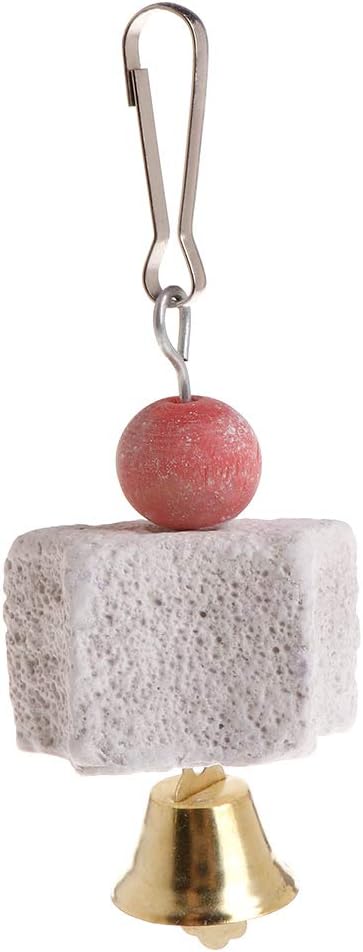 Bird Beak Grinding Mineral Block with Bells – Small Pet Chewing Stone for Health, Suitable for Rabbits, Hamsters and Birds