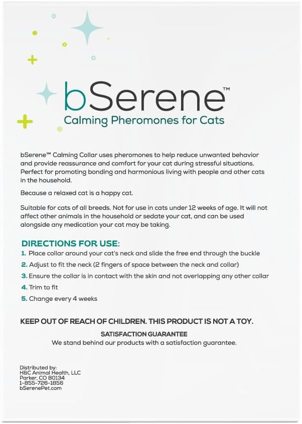 Pheromone Calming Collar for Cats Up to 30 Days Stress Relief Promotes Calmness, Reduces Hiding, Excessive Meowing, Urine Marking, Aggression, Travel Stress Drug-Free, Vet-Tested