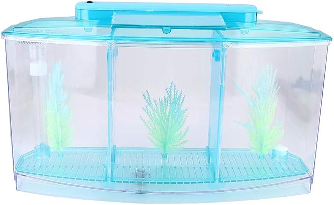 Aquarium Tank, Three Divisions LED Acrylic Fish Tank, Desktop Aquarium | Portable Fish Tank | Travel Fish Tank | Cool Fish Tank | Breeding Isolation Box Fishtank for Baby Fish
