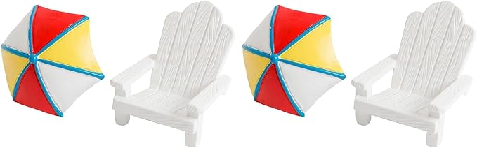 Garneck 2pcs Miniature Mini Beach Chair Furniture Terrariums Decoration Aquarium Ornament Mediterranean Figurines Umbrella Summer Home Accents Decor Mini Desktop Decor Rocking Chair Cute (Pack of 2)