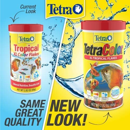 Tetra TetraColor Tropical XL Flakes Color Boosting Fish Food, 2.82 oz | For Mid & Bottom-Feeding Large Tropical Fish, Daily Diet Supports Immune System & Reduces Stress, Clean & Clear Water Formula