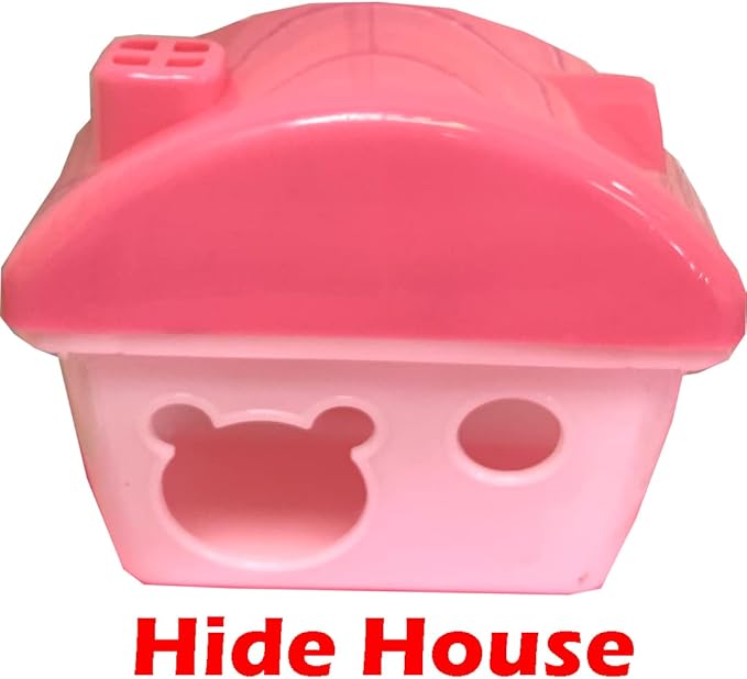 Pink 2-Levels Habitat Hamster Home Rodent Gerbil Mouse Mice Rat Wire Cage with Complete Set of Accessories Expansible and Customizable Hide House Exercise Running Wheel Food Bowl Water Bottle