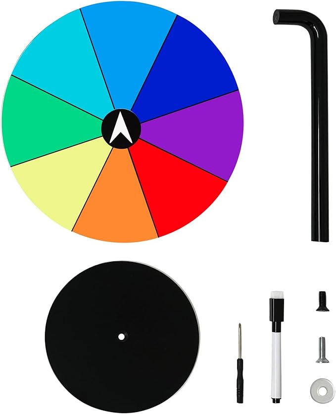 8 Inch Spinning Prize Wheel, 8 Slots Color Tabletop Roulette Spinner of Fortune, Spin The Wheel for Trade Show, Carnival, Party, Birthday, Wedding (12 Inch)