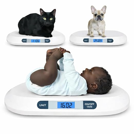 Smart Weigh Digital Baby & Pet Scale – Infant and Small Animal Weighing Scale for Newborns, Puppies & Cats – 44 lb Capacity, lb/oz/kg Display, Hold Function