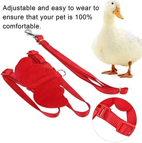 Duck Harness, Adjustable Chicken Walking Harness Breathable Pet Vest for Duck Chicken Hen Training Walking Basic Leashes[Red M]