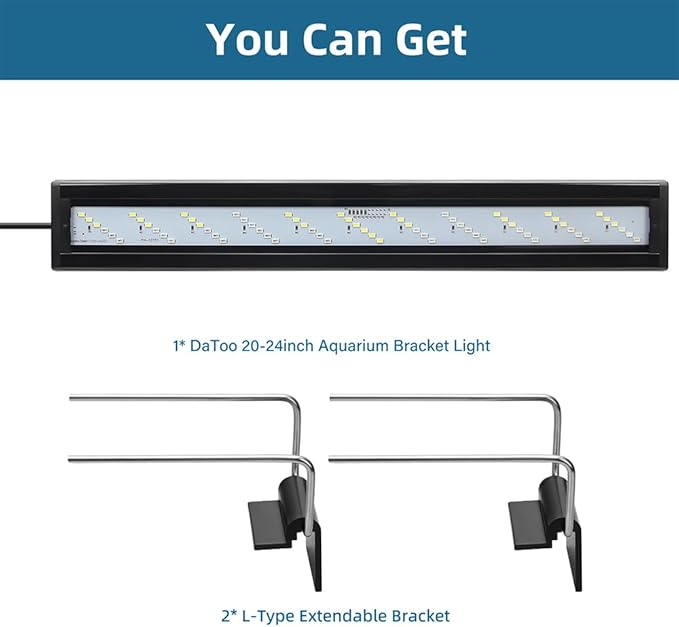 DaToo LED Aquarium Light Full Spectrum Fish Tank Light with Dimmer White Blue Red Green LEDs Fish Tank Light with Three Lighting Modes and Extendable Bracket for 20 Inch to 24 Inch Aquarium