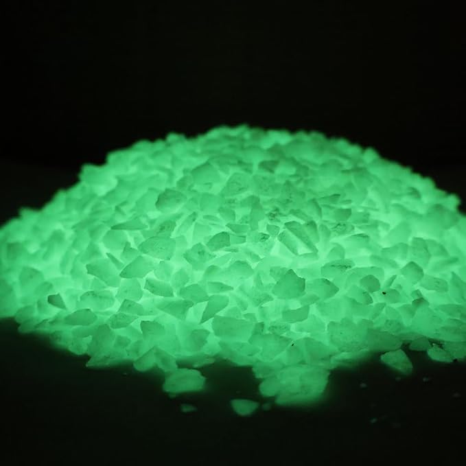 Glow in the Dark Gravel Stones,Aquarium Gravel,Aquarium Sand,Decorative Glow Gravel Rocks for Fairy Garden Fish Tank Succulents Pot Vase Filler Decor, 1 Pound (Yellow Green, 3-5mm)