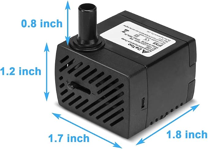 DaToo 95GPH 5W Small Submersible Water Pump Mini Fountain Pump Ultra Quiet For Aquarium Fish Tank Pond Statuary Hydroponics