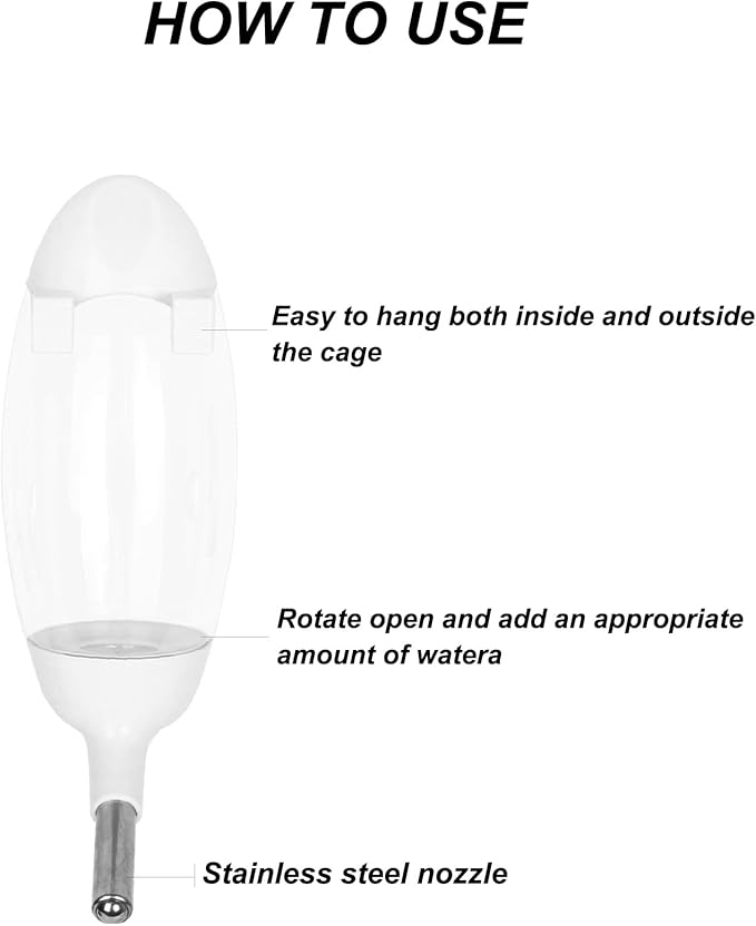 No-Drip Water Bottle/Feeder for Hamsters/Guinea Pigs/Ferrets/Rabbits/Cats and Dogs, Small Animals and Small Pets - for Use in Cages, Crates or Suspension Mounts.13.5 oz. Nozzle 10 mm, Orange